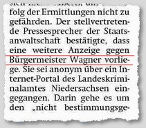 Weitere Anzeig gegen BÃ¼rgermeister Wagner liegt vor