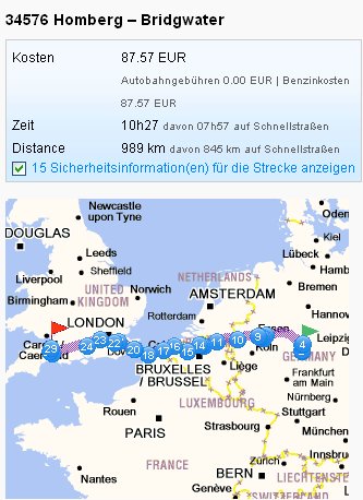 Route Bridgwater