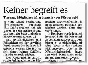 Leserbrief zu Fördergeldmissbrauch