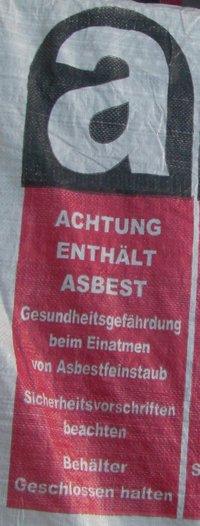 Asbestwarnung auf Big Bag