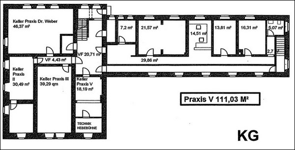 Kellergeschoss mit Arztpraxis