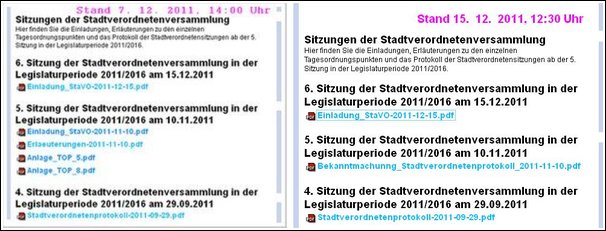 vergleich Sitzungsunterlagen