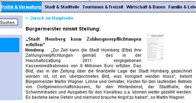 Bürgermeister zu Zahlungsfähgkeit