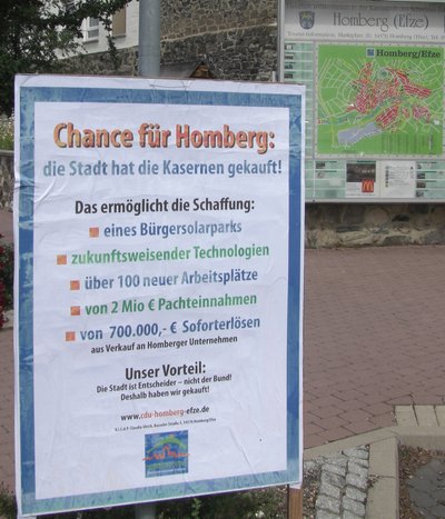 CDU-Plakat für Kasernenkauf