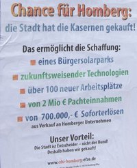 CDU Plakat für Kasernenkauf