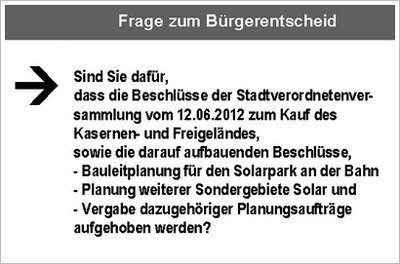 Frage zum Bürgerentscheid