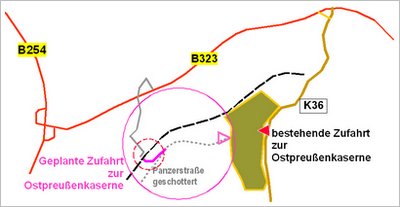 geplante Zufahrt zur Ostpreußenkaserne