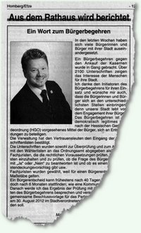 Bürgermeister zum Bürgerbegehren