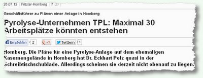 Pyrolyse Unternehmen TPL