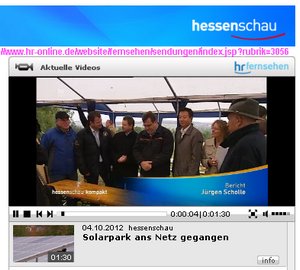 Hessenschau: Solarpark ans Netz gegangen