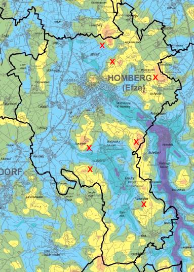 Windstandorte in Homberg