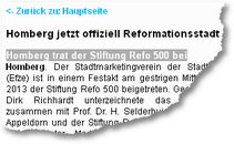 Homberg trat der Stiftung bei