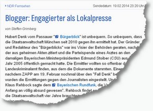 Blogger: Engagierte als Lokalpresse, Bericht im NDR Fernsehen