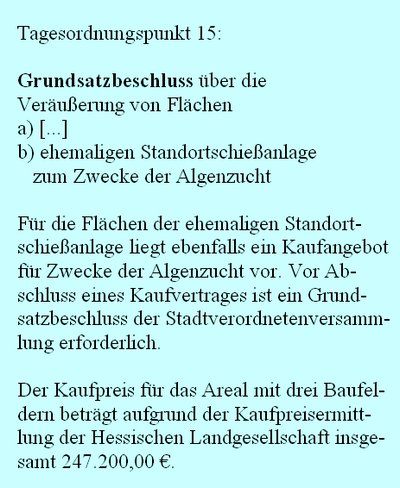 Grundsatzbeschluss für Algenzucht