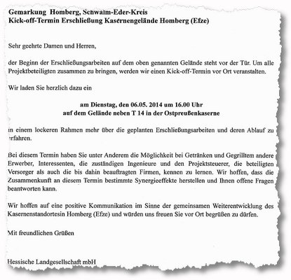 Einladung Kickoff-Termin
