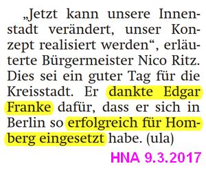 Ritz dankt Franke für seinen Einsatz in Berlin